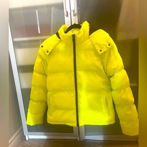 Neon Yellow Light Weight Puffer Jacket